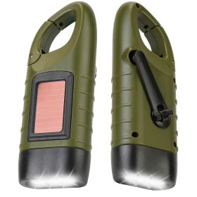 2 Packs Hand Crank Solar Powered Flashlight 3 LED Emergency Light Solar Torch for Camping Climbing Outdoor Activity