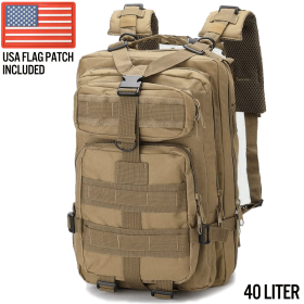 XG-MB40 - Large Tactical Backpack Survival Assault Bag 40 Liter (Color: khaki)